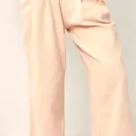 Cotton Pink Pleated Flared Pant